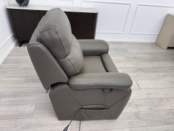 DFS Lift and Rise Electric Power Recliner Armchair Grey Genuine Leather17
