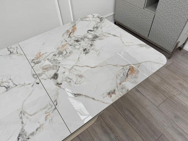 Furniture Village Avorio Small Extending Dining Table marble-effect ceramic top3