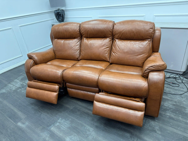 Parker Knoll Boston Brown Leather Power Recliner 3 Seater Sofa20