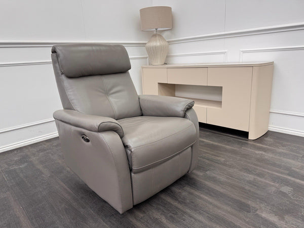 Furniture Village Rowen Grey Leather Armchair Power Recliner+Swivel+Rocking13