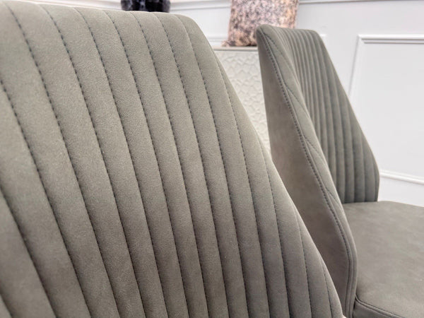 Furniture Village Grigio Pair of Grey Suede Swivel Dining Chairs9