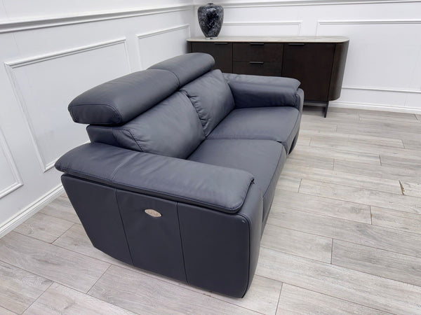 Nicoletti Davide 2 Seater Sofa Power Recliner Adjustable Headrests Navy Leather14