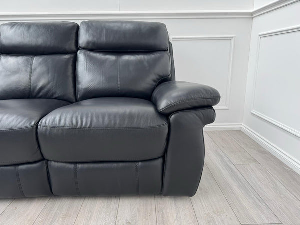 FV Serene Black Leather Power Recliner 3 Seater Sofa Lumbar + Headrest15