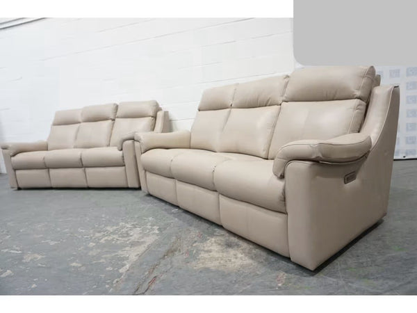 Parker Knoll Arizona grey leather 3&3 seater sofa set power recliner + lumbar5