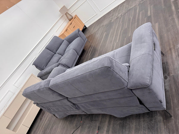 Furniture Village 3+2 Seater Sofa Set Power Recliner Dark Grey Suede15