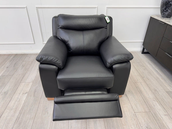 DFS Laiken Black Genuine Leather Armchair Electric Power Recliner4