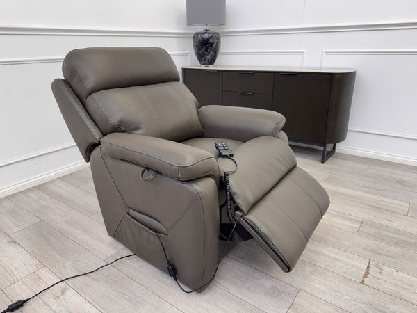 DFS Lift and Rise Electric Power Recliner Armchair Grey Genuine Leather5