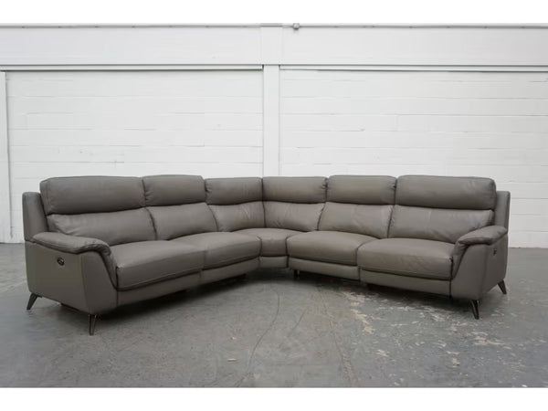 Furniture Village Contempo elephant grey leather power recliner corner sofa5
