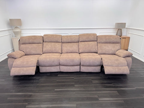 Furniture Village Moreno 5 Seater Power Recliner Sofa In Beige Velvet Material0