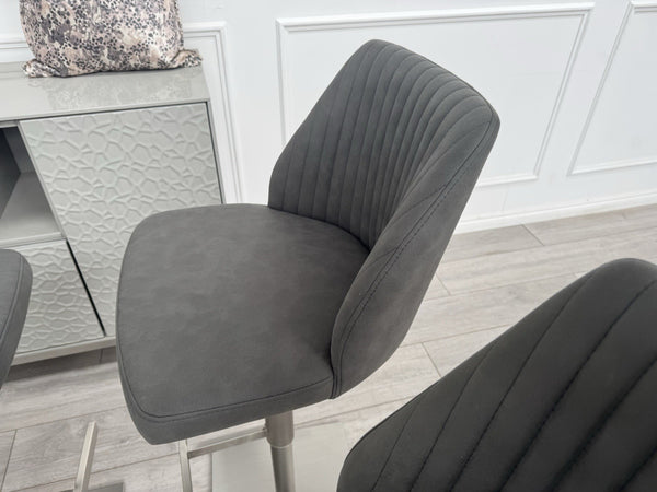 Furniture Village Grigio Set Of 4 Grey Suede Swivel Barstools Chairs8