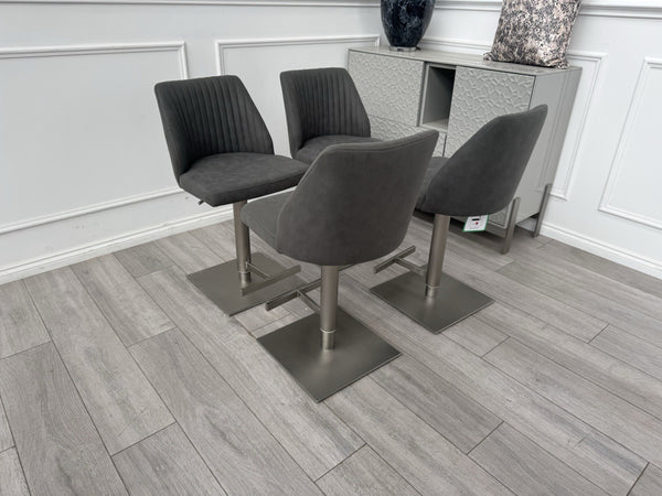 Furniture Village Grigio Set Of 4 Grey Suede Swivel Barstools Chairs1