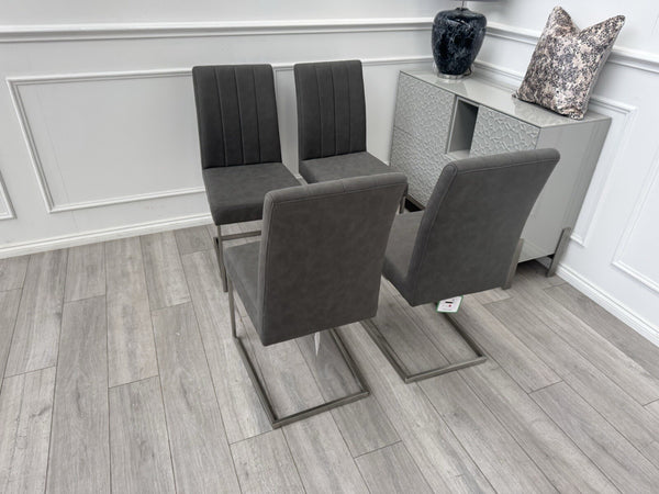 Furniture Village Grigio Set of 4 Grey Suede Dining Chairs4