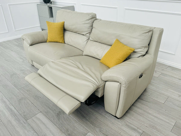 Furniture Village Feather Grey Leather Power Recliner 3 Seater Sofa6