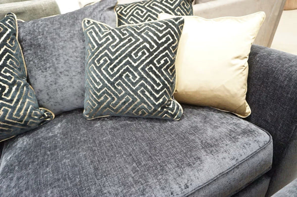 DFS black chenille fabric 4 & 3 seaters + Coffee Table + Snuggle Chair Sofa Set6
