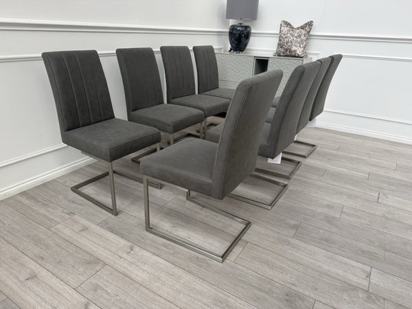Furniture Village Grigio Set of 8 Grey Suede Dining Chairs0