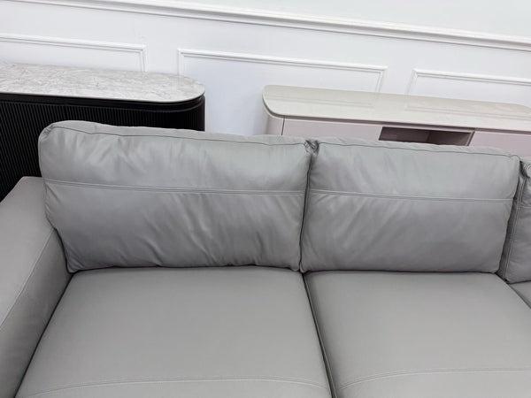 Next Houghton Grey Leather Corner Sofa Open End With Footstool7