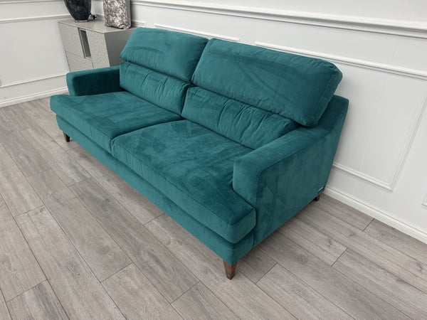 Furniture Village Lounge Co Romilly Teal Velvet Fabric 4 Seater Sofa RRP £21952