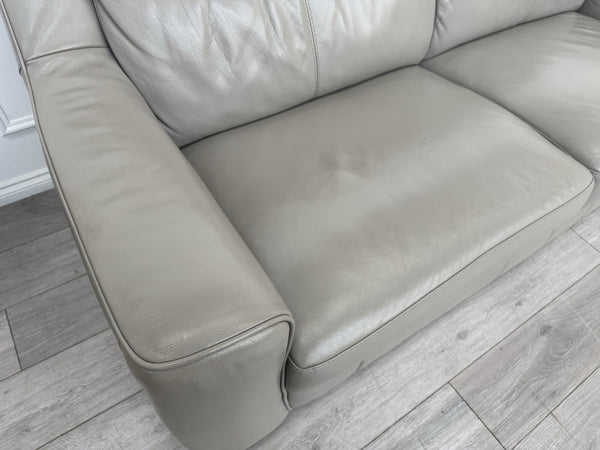 FURNITURE VILLAGE Light Taupe/Grey Genuine Leather Static 3 + 3 Seater Sofa Set11