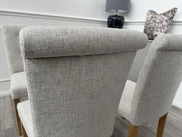 Furniture Village Augusta Cream Fabric Set Of 4 Roll Back Dining Chairs6