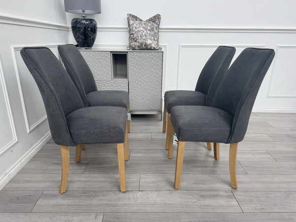 Furniture Village Hamilton Charcoal Fabric Set Of 4 Wooden Dining Chairs13