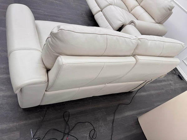 Furniture Village Nixon 2 & 2 Seater Sofa Set Power Recliner Frost Leather19