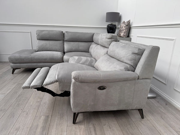 Furniture Village Contempo Grey Microfibre Power Recliner L Shape Corner Sofa7