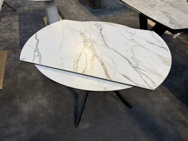 Furniture Village Quattro Swivel Extending Dining Table Oyster ceramic (Pre-sale0