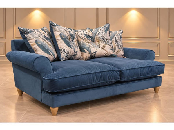 Parker Knoll Bronwyn african sapphire fabric pillow back 3 seater sofa0