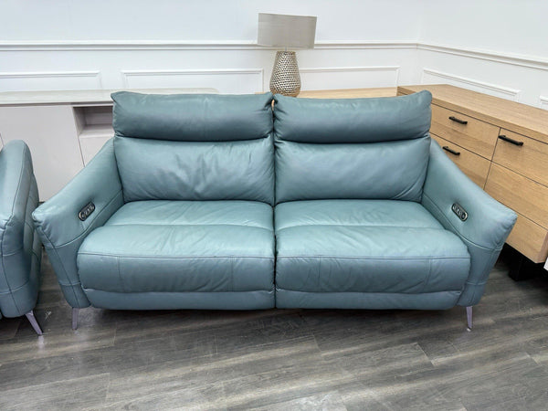 Sofology Renato Power Recliner 3 + 2 Seater Sofa Set Green Leather12