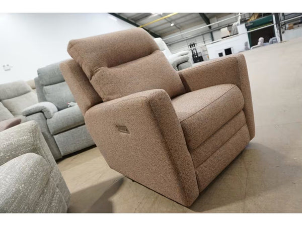 Parker Knoll Chicago dark pink fabric power recliner armchair2