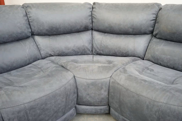 Furniture Village Link ocean blue suede fabric electric reclining Corner Sofa4