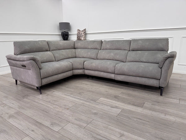 Sofology Missouri Corner Sofa In Silver Grey Fabric Power Recliner + Headrest5
