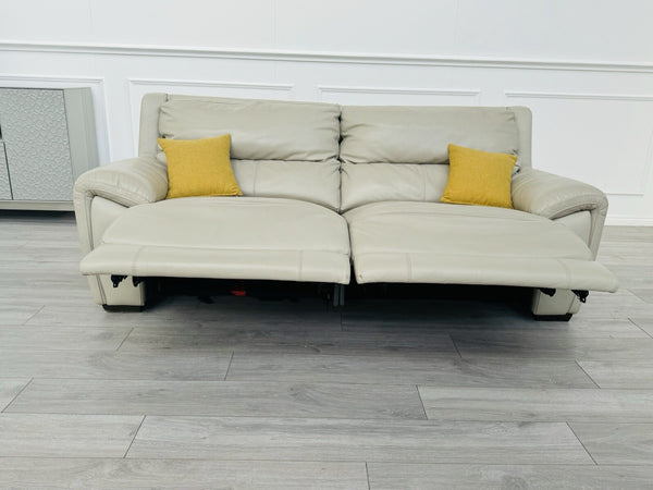 Furniture Village Feather Grey Leather Power Recliner 3 Seater Sofa4