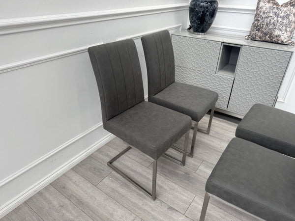 Furniture Village Grigio Set of 4 Grey Suede Dining Chairs1