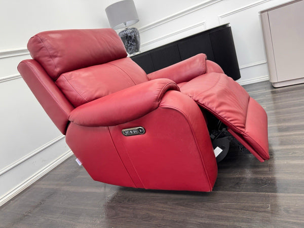 LA Z BOY Winchester Power Recliner Armchair In Red Leather8