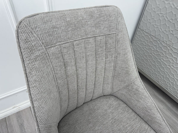 Furniture Village Crete Pair Of 2 Swivel Dining Chairs Grey Fabric13