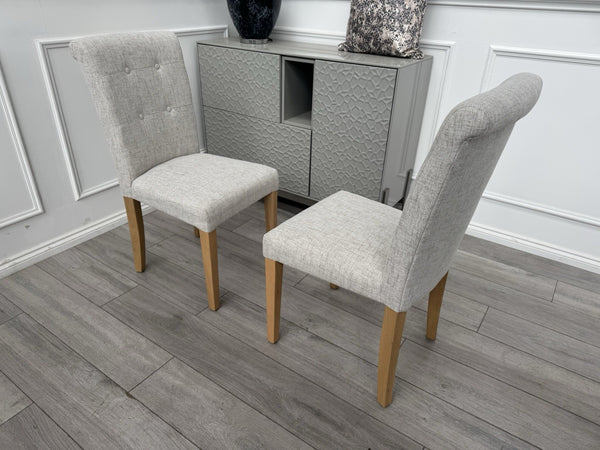 Furniture Village Augusta Cream Fabric Pair Of 2 Roll Back Dining Chairs0