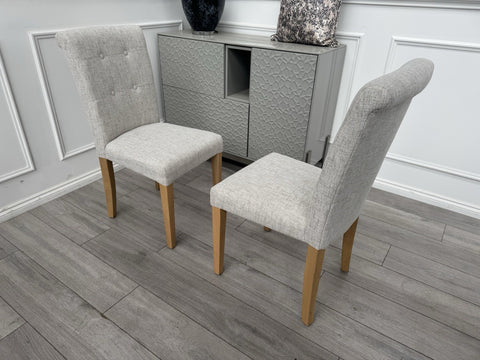 Furniture Village Augusta Cream Fabric Pair Of 2 Roll Back Dining Chairs0