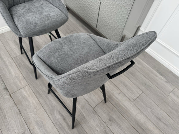 Furniture Village Crete Pair Of 2 Swivel Barstool Chairs Dark Grey Fabric7