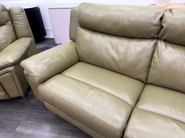 DFS Wren Power Recliner 3+3 Seater Sofa Set In Sage Green Leather15