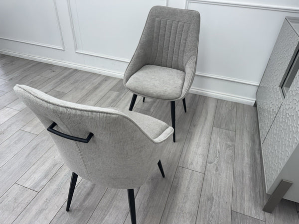 Furniture Village Crete Pair Of 2 Swivel Dining Chairs Grey Fabric5