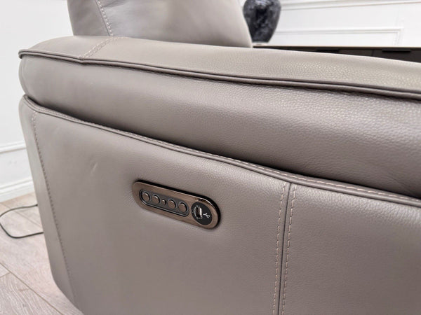 DFS Vixon Power Recliner Armchair Grey Leather + Power Headrest1