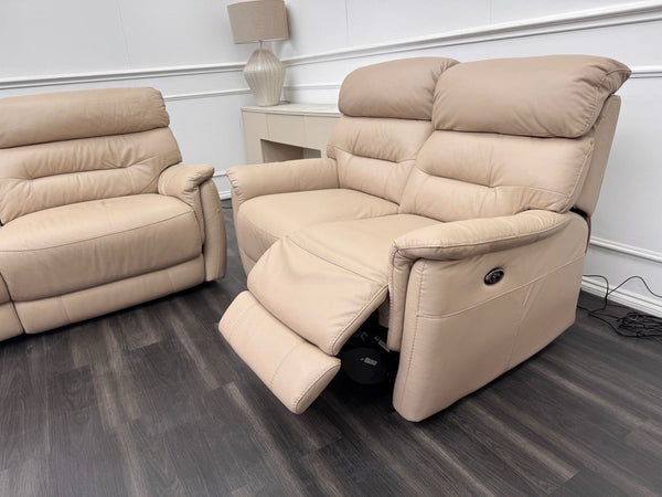 Furniture Village Chicago 3 & 2 Seater Sofa Set Power Recliner Pebble Leather9