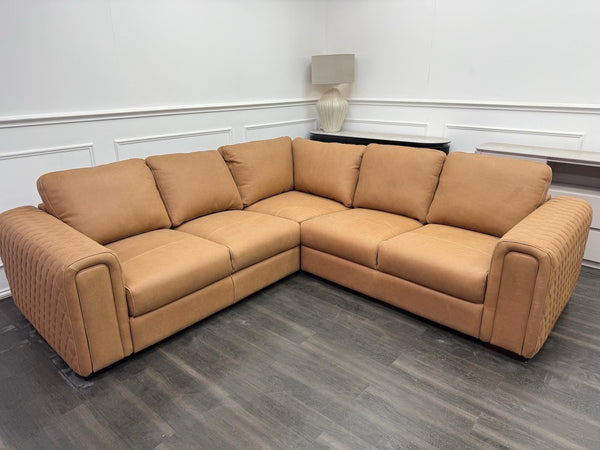 Sofology Tan Brown Leather Symmetrical Corner Sofa (Not Recliner)3