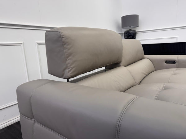 Furniture Village New York Power Recliner 3 Seater Sofa Pale Grey Leather2