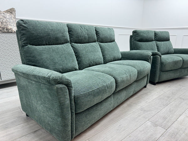 Furniture Village Piccolo Static 3 & 2 Seater Moss Green Fabric Sofa Set2