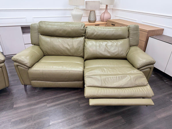 DFS Wren Power Recliner 3+3 Seater Sofa Set In Sage Green Leather5