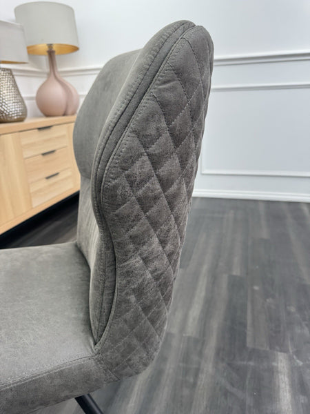 FV Loki Steel Grey Fabric Swivel Dining Chair With Handle (Choose Quantity)10