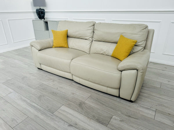 Furniture Village Feather Grey Leather Power Recliner 3 Seater Sofa2