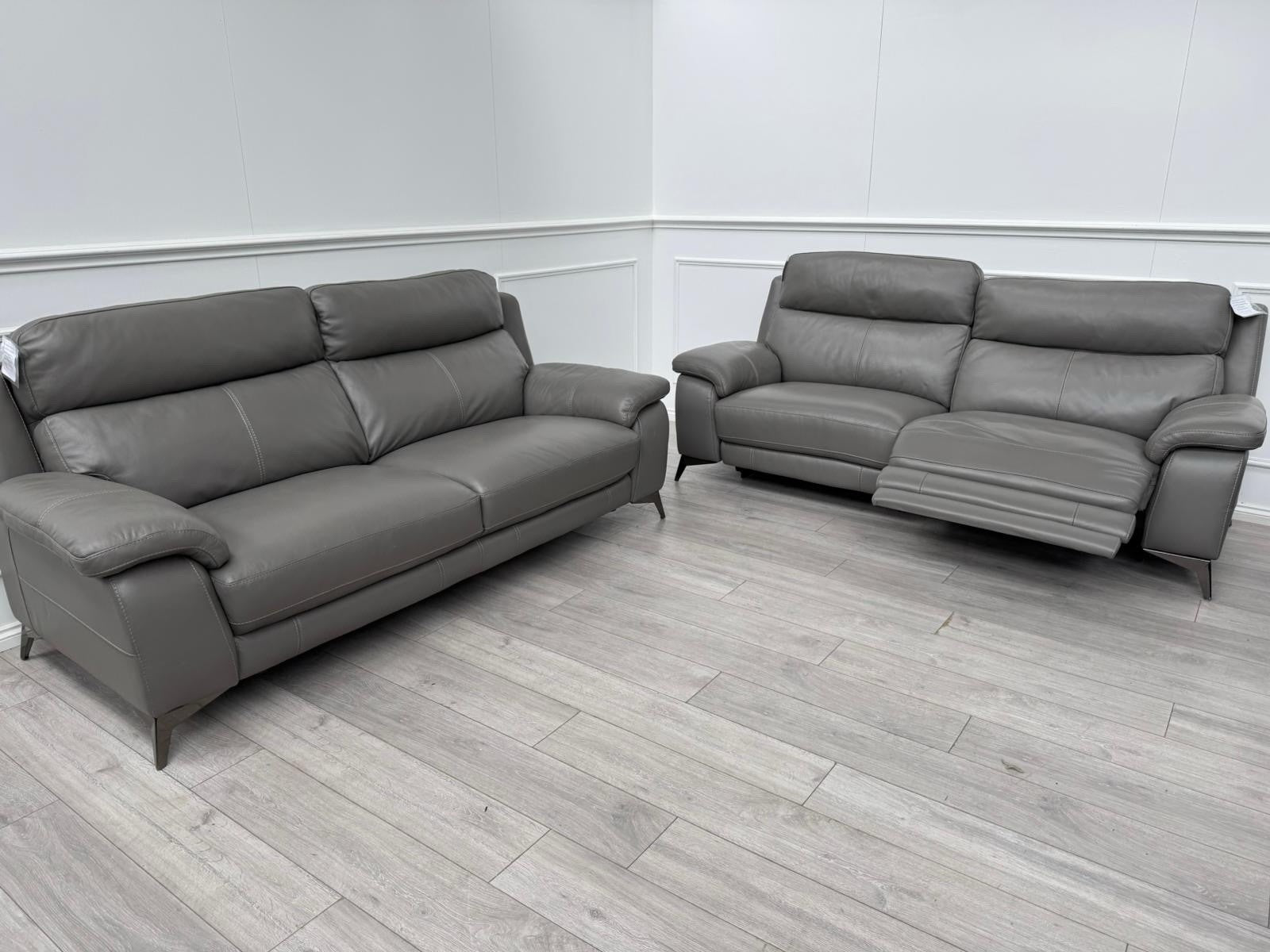 Furniture Village Missouri Power Recliner 3 & Static 2 Seater Sofa Set Grey0